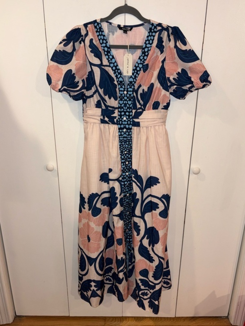 New w Tags - Ador Floral Print High Waist Short Maxi Dress Size Large